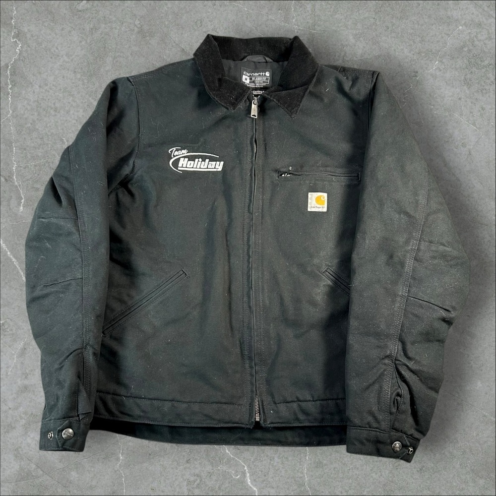 Vintage Carhartt Detroit Jacket Mens Medium Black Duck Canvas Corduroy‎ Collar